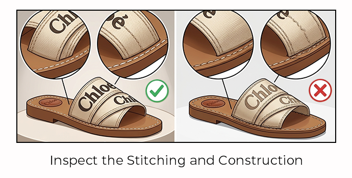 Chloé sandals stitching and construction comparison