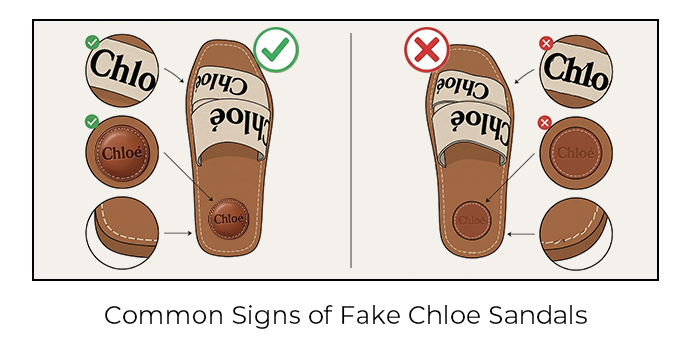 Common signs of fake Chloé sandals