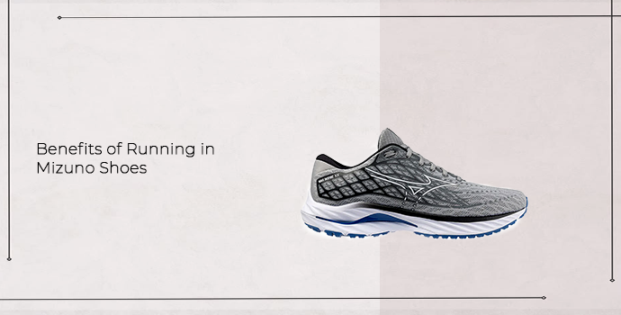 what are the benefits a running shoe image from mizuni with side view grey on color