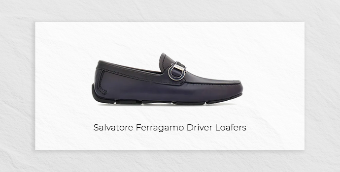 shoes for men under 100k Salvatore Ferragamo drivers loafers black in color side profile
