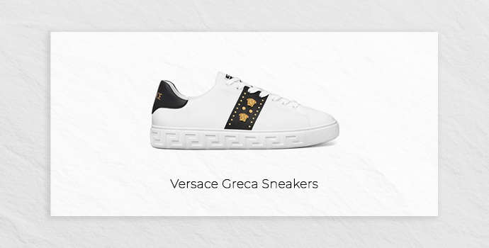 shoes for men under 100k versace greca sneakers white color with black strap