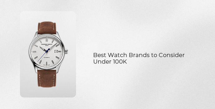 Best watch brands to consider under 100K featuring a classic silver watch with a brown leather strap
