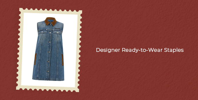 Designer ready-to-wear staple featuring a classic denim shirt dress