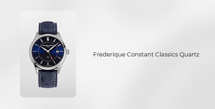 Frederique Constant Classics Quartz watch with blue dial and blue leather strap
